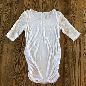 Cute lace sleeve detail maternity top